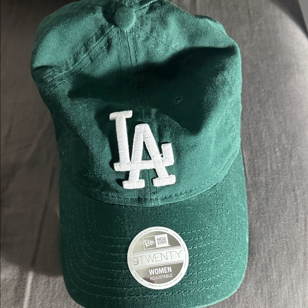 New Era Green LA Logo Baseball Cap with White Embroidery